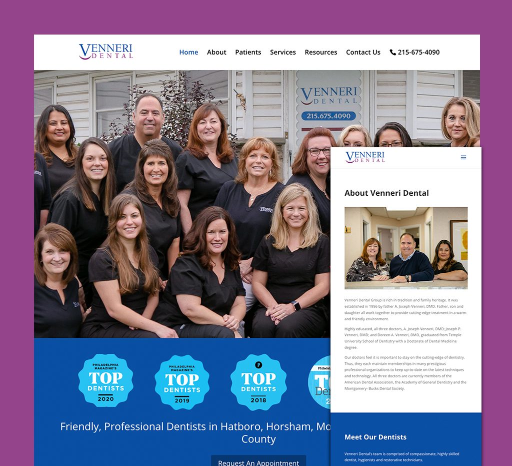 Venneri Dental, Dentist, Bucks County, Montgomery County, Pennsylvania, Website Design, Dentist Websites