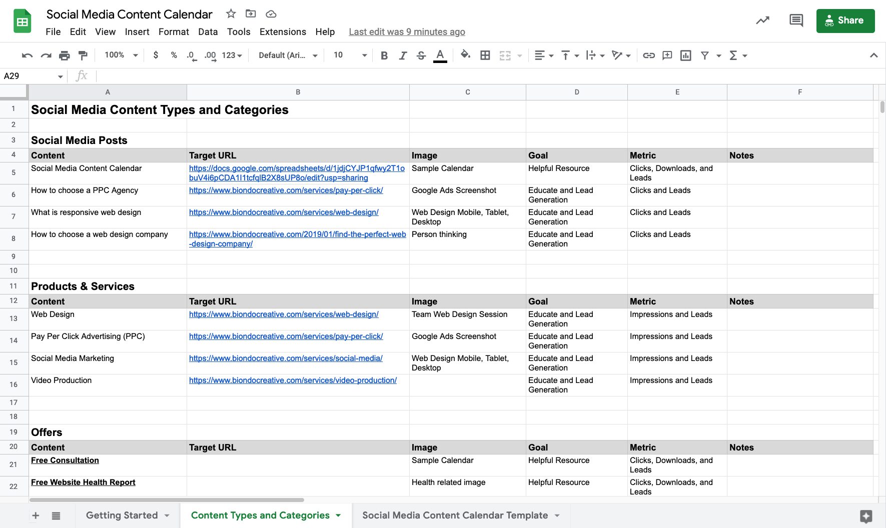 social media content calendar template pennsylvania, bucks county, PA